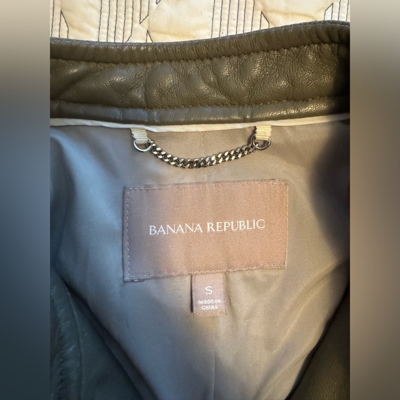 Banana Republic Lamb Leather Grey Moto Leather Jacket - Picture 3 of 15